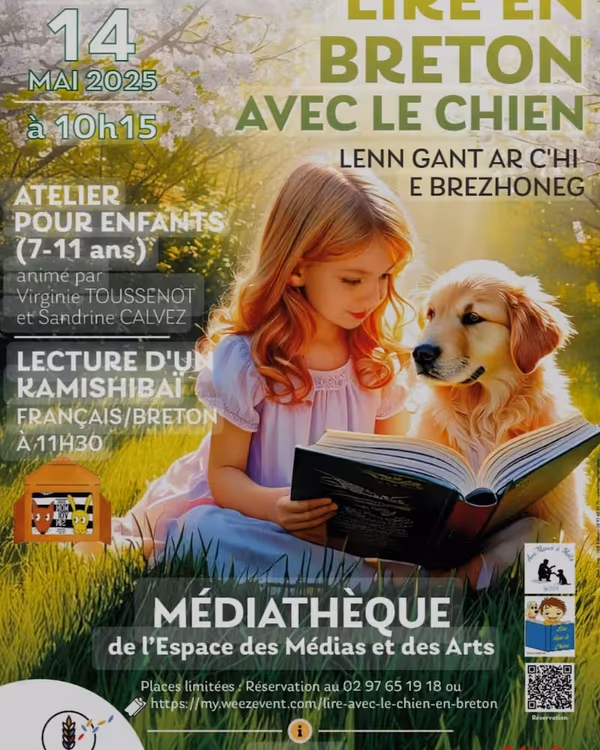 affiche lire le breton avec un chien